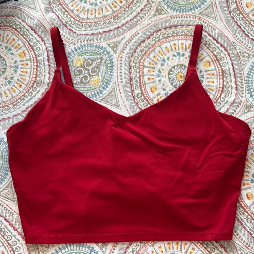 Athleta Red Sports Bra with Adjustable Straps and Sweetheart Neckline